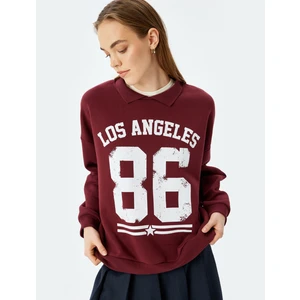Kolej Baskılı Polo Yaka Oversize Sweatshirt