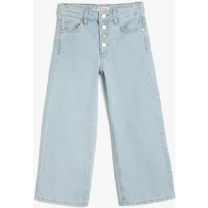Geniş Paça Kot Pantolon Cepli Pamuklu - Wide Leg Jean