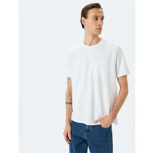 Cep Detaylı Bisiklet Yaka Pamuklu Kısa Kollu Basic T-Shirt