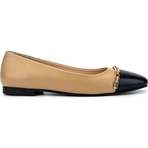 Tamer Tanca Kadın  Deri Bej Babet Ayakkabı 1027 033 Bn Ayk SK24-25 Nude Dr/syh Dr