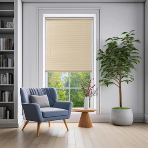 Plise Dekor Krem Plise Perde Cam Balkon Perdesi (Yapıştırmalı Profilli)