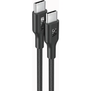 CAB272 3A Type-C To Type-C Pvc Örgü Başlıklı Data ve Şarj Kablosu - 1 Metre - Dayanıklı - Black