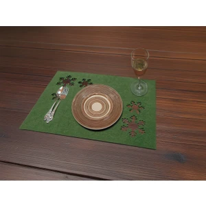 Keçe Yılbaşı Temalı Amerikan Servisi ve Bardak Altlığı 6 Lı Set