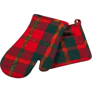 Gift Co Kırmızı Ekose Desenli Fırın Eldiveni Seti – 2 Parça, 35x40 cm, Pamuklu, Kadınlar Gününe Özel Hediyelik Mutfak Aksesuarı