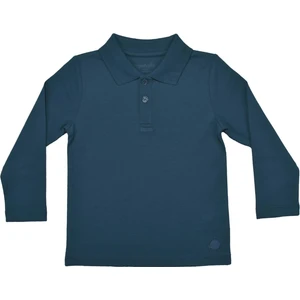 Polo Yaka Basic Lacivert Uzun Kollu Unisex Çocuk T-Shirt
