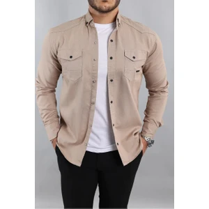 Erkek Slim Fit Çift Cepli Kot Gömlek