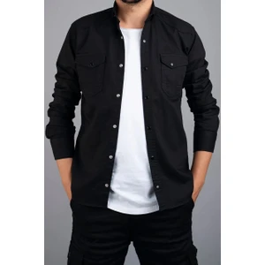 Erkek Slim Fit Çift Cepli Kot Gömlek