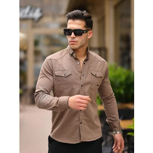 Erkek Slim Fit Çift Cepli Kot Gömlek