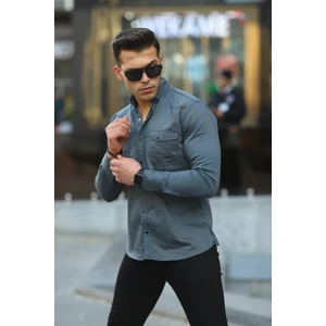 Erkek Slim Fit Çift Cepli Kot Gömlek