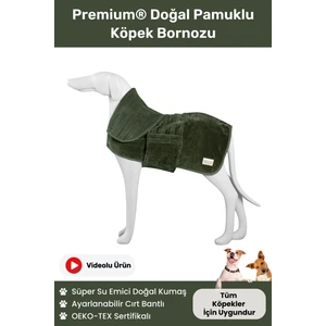 Oya Pet Premium® Doğal Pamuklu Süper Su Emici Lüks Havlu Ayarlanabilir Bel Küçük ve Büyük Irk Için Bornoz