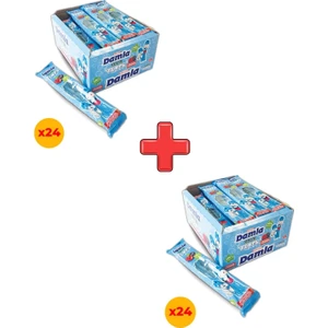 Damla Sour Tubes Licorice Ahududu-Böğürtlenli Jel Şeker Poşet 30 gr x 24 Adet Kutulu 2'li Paket