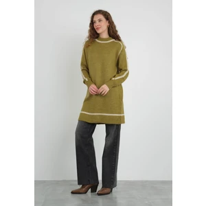 Yarım Balıkçı Yaka Triko Kazak Yağ Yeşili