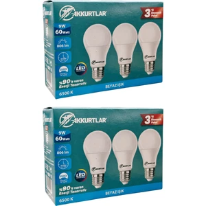 Led Lamba 9W-60W 806 Lümen Beyaz Işık E27 (6'lı Ecopaket)