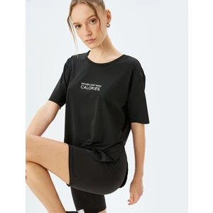 Slogan Baskılı Bisiklet Yaka Kısa Kollu Spor T-Shirt