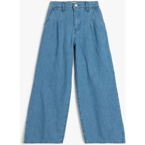 Geniş Paça Kot Pantolon Cepli Pamuklu - Wide Leg Jean
