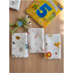 Çok Amaçlı Müslin Örtü & Battaniye 3'lü Set %100 Pamuk Oeko-Te x  Sertifikalı 80 x 80 cm