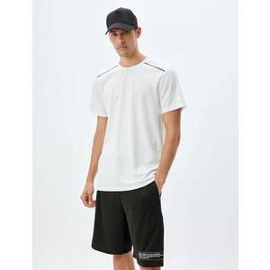 Spor T-Shirt Bisiklet Yaka Kısa Kollu Geometrik Baskılı