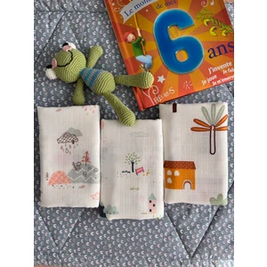 Çok Amaçlı Müslin Örtü & Battaniye 3'lü Set %100 Pamuk  80X80 cm