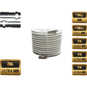 Rg6-U6 4k/full Hd/3d Saf Çelik 25 Metre  F Konnektörlü Anten Uydu Kablosu 