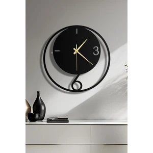 Eclipse Metal Duvar Saati, Modern Duvar Saati, Ev Ofis Dekorasyonu, Siyah Metal Saat, Hediyelik Saat, Yuvarlak Sessiz Duvar Saati, 49 x 49  cm