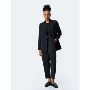 Yüksek Bel Cepli Rahat Kalıp Kumaş Pantolon