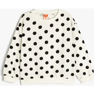 Baskılı Pamuklu Bisiklet Yaka Uzun Kollu Sweatshirt