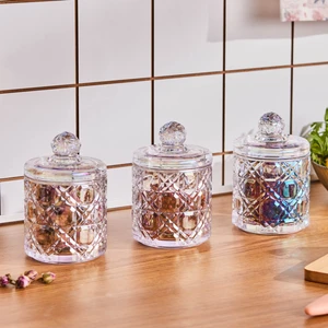 Robby Lüsterli 3'lü Ekoseli Baharat Takımı/Şekerlik 350 ml