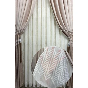 Dantel Çağla (1/3 Sık Pile) Ekru Tül Perde