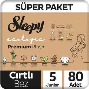 Ecologic Premium Plus Süper Paket Bebek Bezi 5 Numara Junior 80 Adet