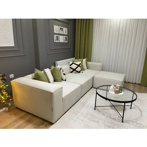 Mobilya Depom Mode Soft Köşe Koltuk Takımı 4 Modül Kırık Beyaz Anka 02 Kadife Kumaş Işbir Sünger (Dairenize Teslim)