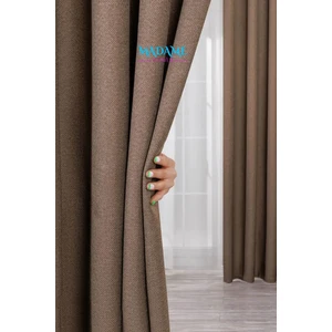 Madame Dower Taç Deste Pilesiz Çift Taraflı Keten Fon ve Karartma Perde,v9 Kahverengi , Işık Geçirmez Kırışmaz Güneşlik,kolay Montaj