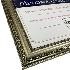 İpek Sanat Diploma Çerçevesi Gümüş Renk - 25 x 35,3 Boyutunda Belgeler Için - Hakiki Camlı Ürün