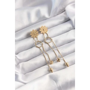 316L Çelik Altın Renk Sallantılı Düğüm Model Papatya Küpe - TJ-BKP9497