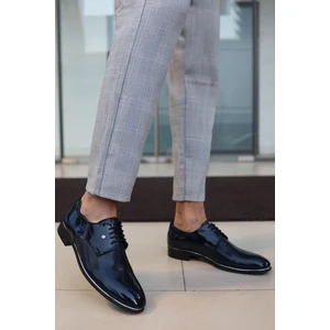 Erkek Lacivert Rugan Damatlık ve Günlük Kullanım Neolitik Rahat Klasik Ayakkabı 573-1