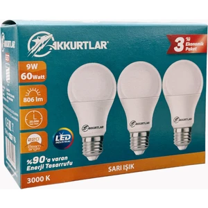 LED Lamba 9W-60W 806 Lümen Sarı Işık 3000K