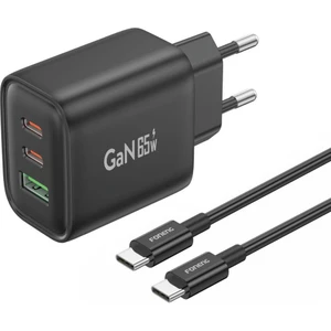 GAN10 65W USB-C 2 Port USB 1 Port 3 Portlu Yüksek Hızlı Şarj Aleti/Şarj Isısını Düşürür GaN Destekli Akım Korumalı Güç Adaptörü iPhone & Android & iPad