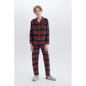 Erkek Çocuk Pijama Takımı Flanel Kareli Uzun Kollu Üst Beli Lastikli Uzun Alt D8577A824WN