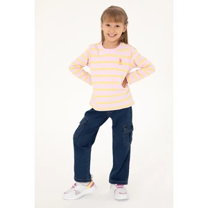 U.S. Polo Assn. Kız Çocuk Pembe Bisiklet Yaka Sweatshirt 50296376-VR041