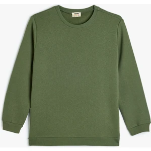Bisiklet Yaka Uzun Kollu Pamuklu Basic Sweatshirt