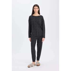 Pijama Takımı Softshell Uzun Kollu Üst Beli Lastikli Uzun Altı-Fall in Love D9183AX24WN