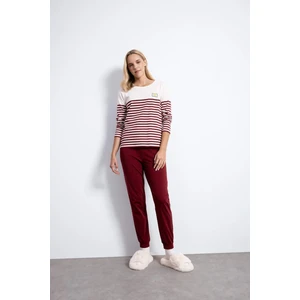 Fall in Love Pijama Takım Çizgili Uzun Kollu Üst Beli Lastikli Alt D5661AX24AU