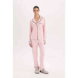 Fall in Love Pijama Takımı Çizgili Uzun Kollu Üst Beli Lastikli Uzun Alt D6845AX24AU