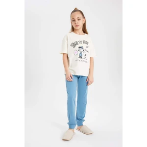 Kız Çocuk Snoopy Pijama Takımı Bisiklet Yaka Kısa Kollu Üst Uzun Alt C1965A824SP