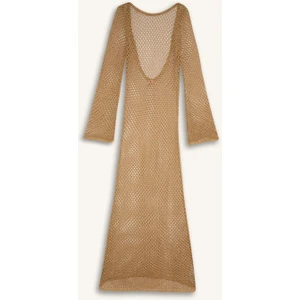 Regular Fit Uzun Kollu Maxi File Plaj Elbisesi-Fall in Love C5147AX24SM