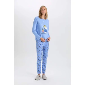 Fall in Love Snoopy Pijama Takım Bisiklet Yaka Uzun Kollu Üst Beli Lastikli Alt C5439AX24AU