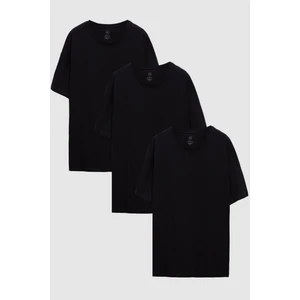 Ds Damat Comfort Siyah 3'lü Bol Kesim %100 Pamuk T-Shirt