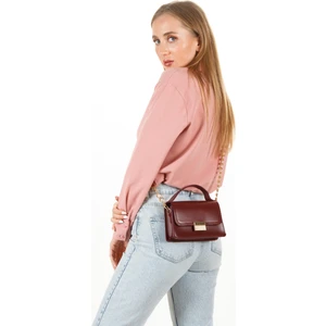 Newish Polo Kadın Bordo Darlin Zincir Askılı El ve Omuz Çantası newpolo286
