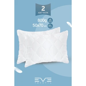 2 Adet Diamond Plus Serisi Kılıflı Fermuarlı Yıkanabilir Antialerjik Silikon Elyaf Yastık 50x70cm 800 gr