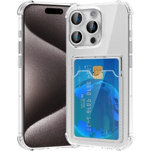 Apple iPhone 16 Pro Kapak ile Uyumlu Kamera Korumalı Kartlıklı Darbe Emici Özellikli Şeffaf Silikon Kılıf