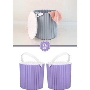 Flora 2'li Un ve Bakliyat Kabı, Trendy Çok Amaçlı Saklama Kovası F365 Lila